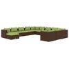 vidaXL 12 Piece Garden Lounge Set with Cushions Poly Rattan Brown