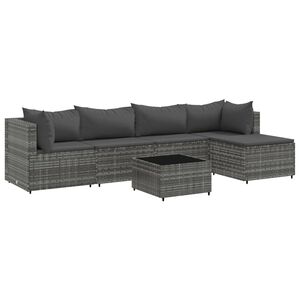 vidaXL 5 Piece Garden Lounge Set with Cushions Grey Poly Rattan