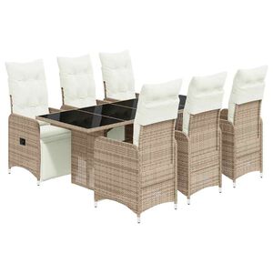 vidaXL 7 Piece Garden Bistro Set with Cushions Brown Poly Rattan