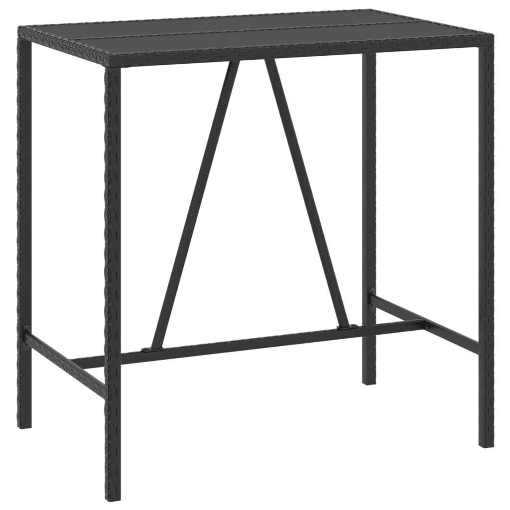 vidaXL 5 Piece Outdoor Bar Set with Cushions Black Poly Rattan