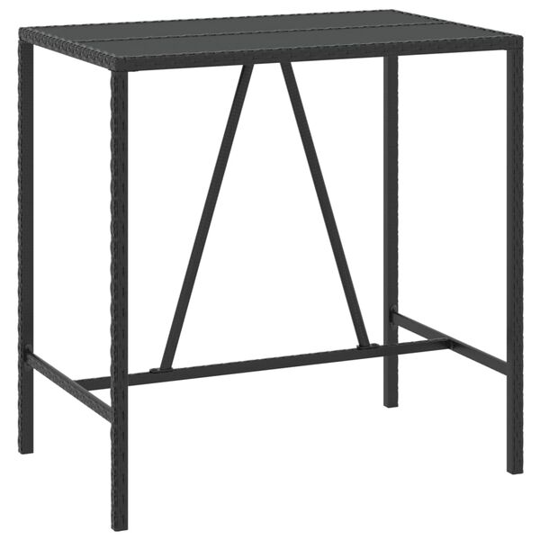 vidaXL 5 Piece Outdoor Bar Set with Cushions Black Poly Rattan
