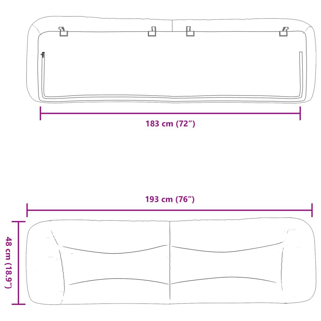 vidaXL Headboard Cushion Light Grey 183 cm King Fabric