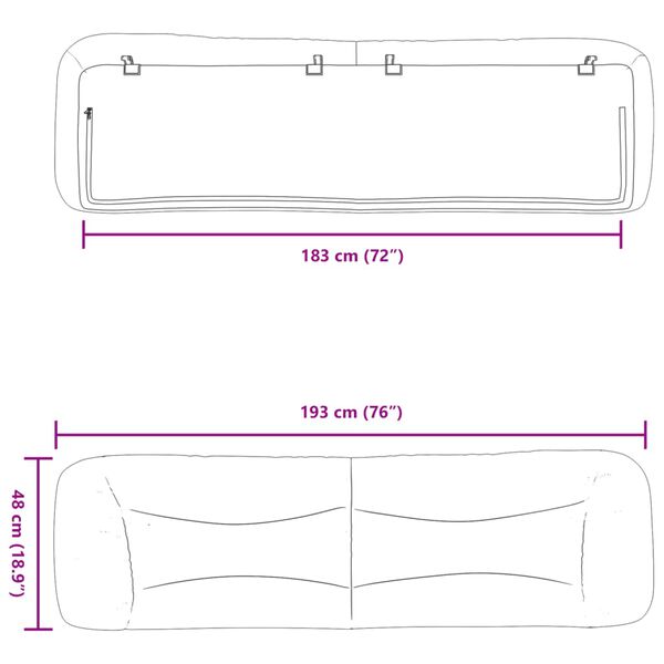 vidaXL Headboard Cushion "Hvar" Light Grey 183 cm King Fabric