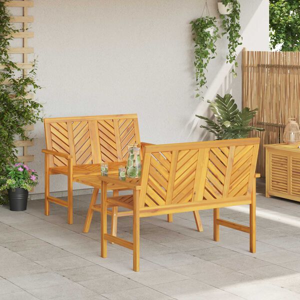 vidaXL 3 Piece Garden Lounge Set Solid Wood Acacia