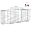 vidaXL Arched Gabion Baskets 10 pcs 200x30x80/100 cm Galvanised Iron