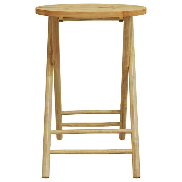 vidaXL 3 Piece Folding Bistro Set with Cream White Cushions Bamboo