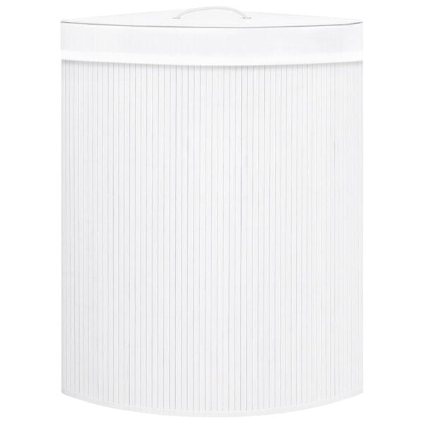 vidaXL Bamboo Corner Laundry Basket White 60 L