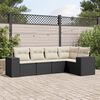 vidaXL 5 Piece Garden Sofa Set with Cushions Black Poly Rattan