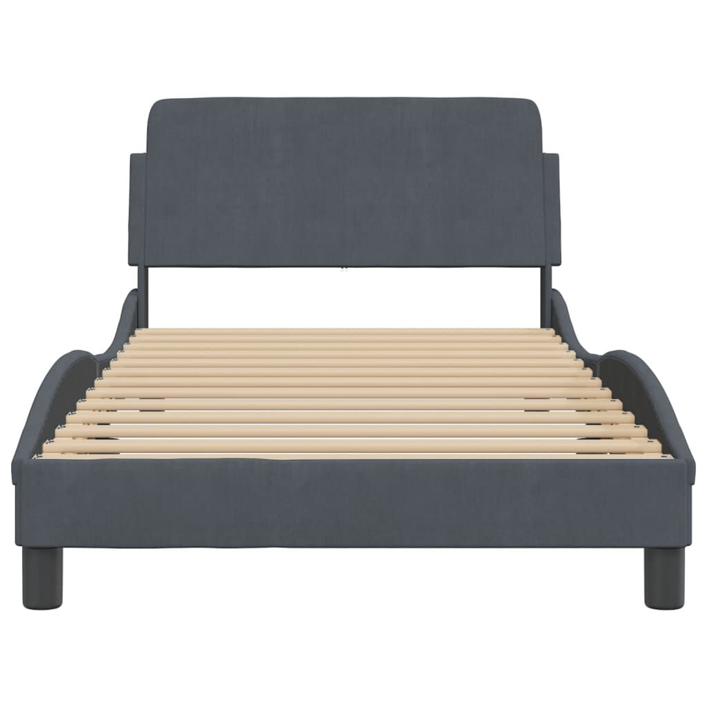 vidaXL Bed Frame without Mattress Dark Grey 100x190 cm Velvet