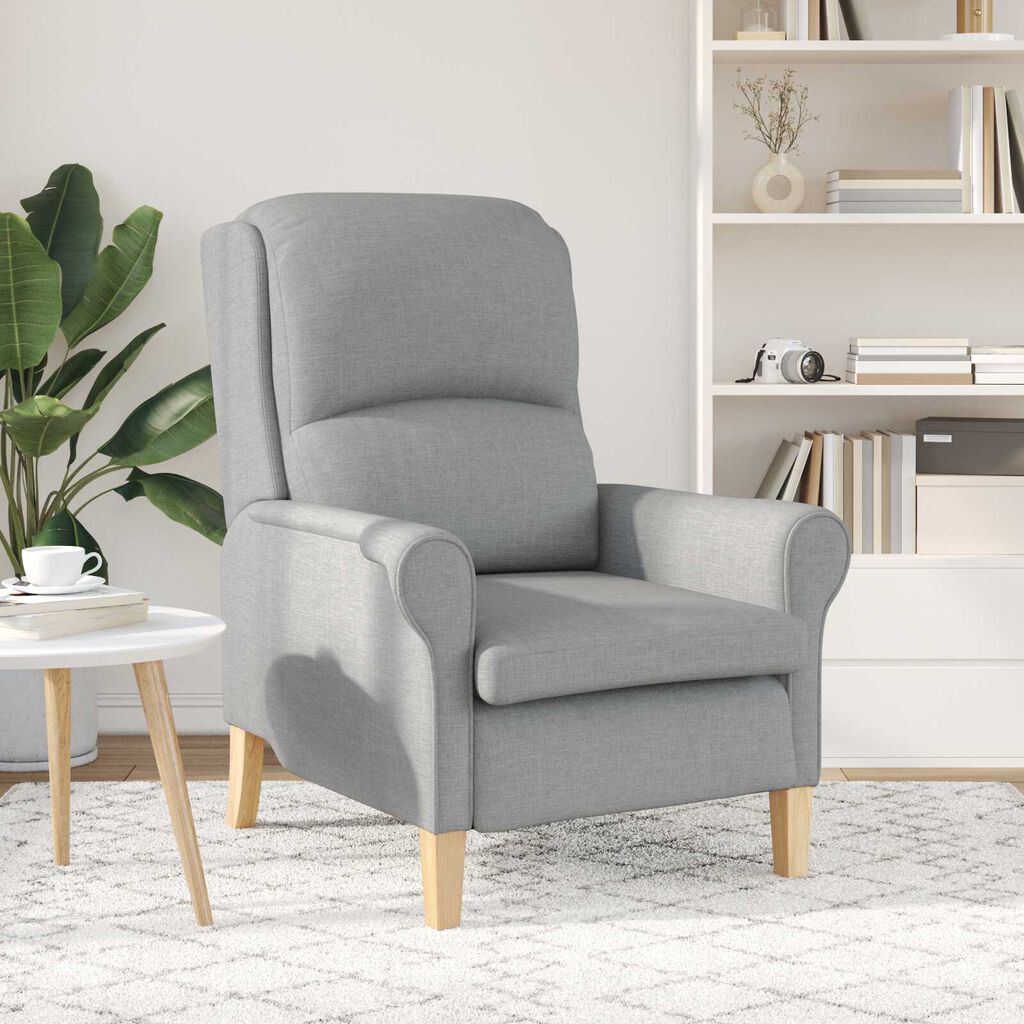 vidaXL Modern Armchair Light grey Polyester fabric, Wood Medium