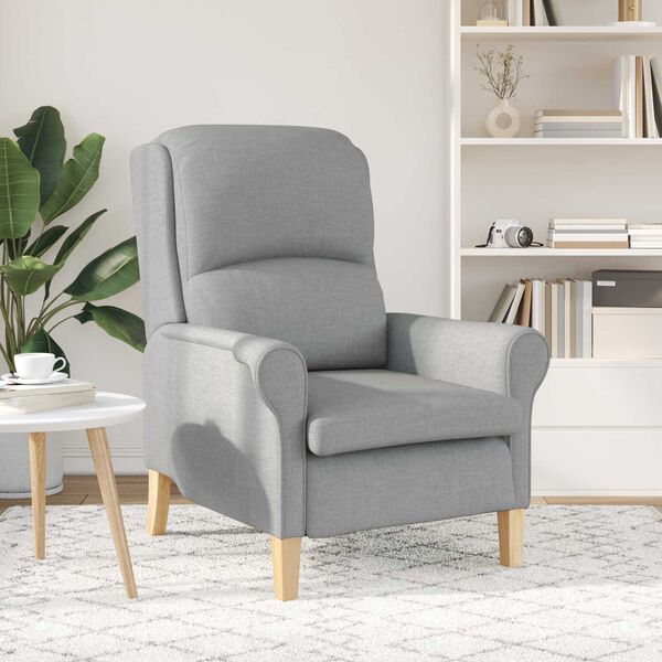 vidaXL Modern Armchair Light grey Polyester fabric, Wood Medium