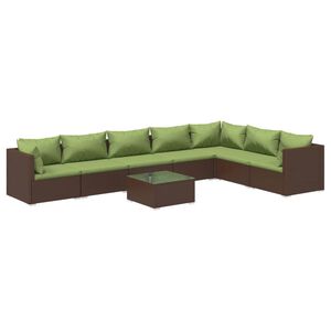 vidaXL 8 Piece Garden Lounge Set with Cushions Poly Rattan Brown