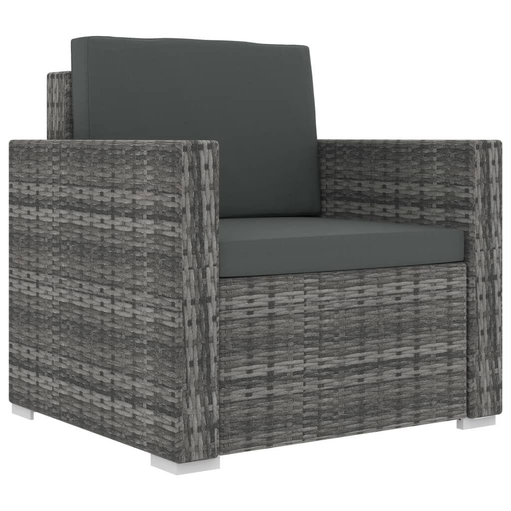 vidaXL 13 Piece Garden Lounge Set with Cushions Poly Rattan grey