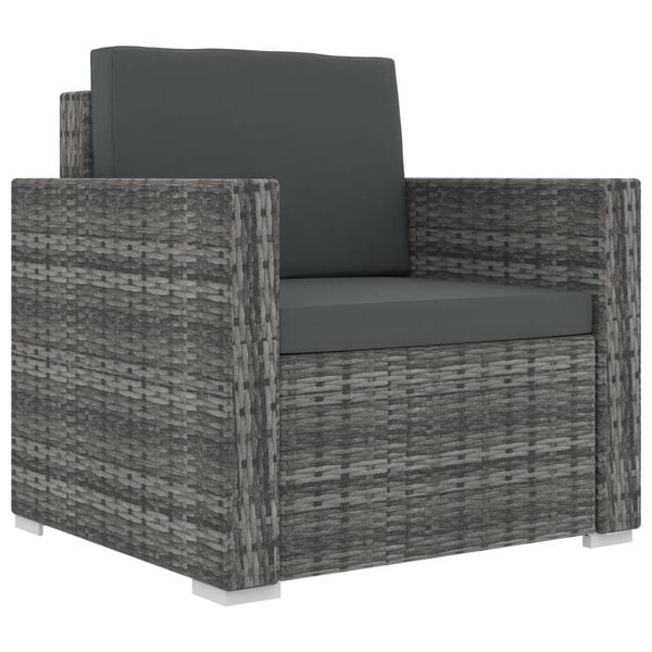 vidaXL 13 Piece Garden Lounge Set with Cushions Poly Rattan grey