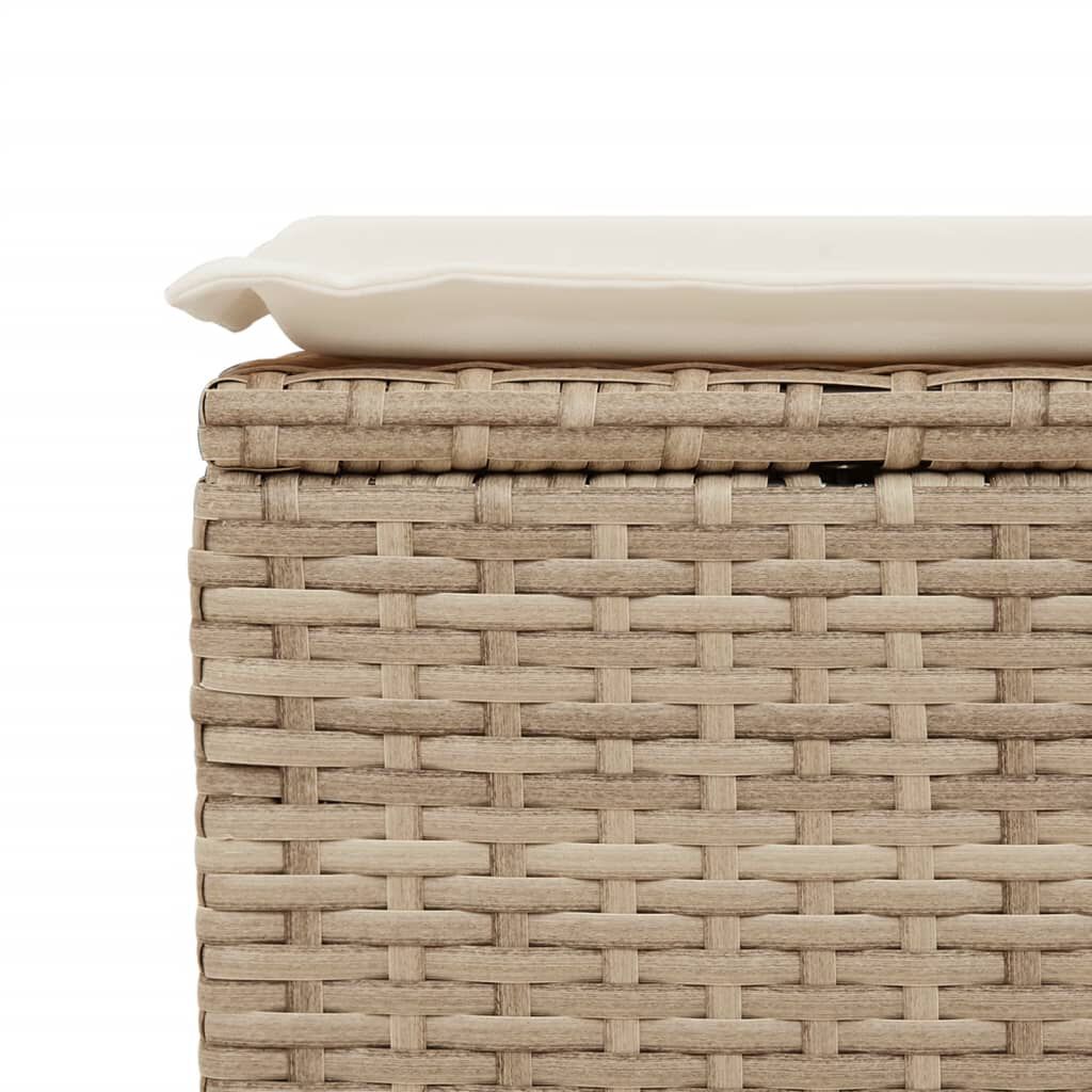 vidaXL Garden Stool with Cushion Beige 55x55x37 cm Poly Rattan