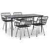 vidaXL 5 Piece Garden Dining Set Black Poly Rattan