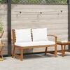 vidaXL Garden Bench 114.5 cm with Cream Cushion Solid Acacia Wood