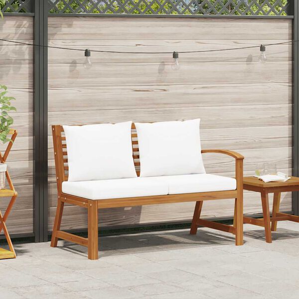 vidaXL Garden Bench 114.5 cm with Cream Cushion Solid Acacia Wood