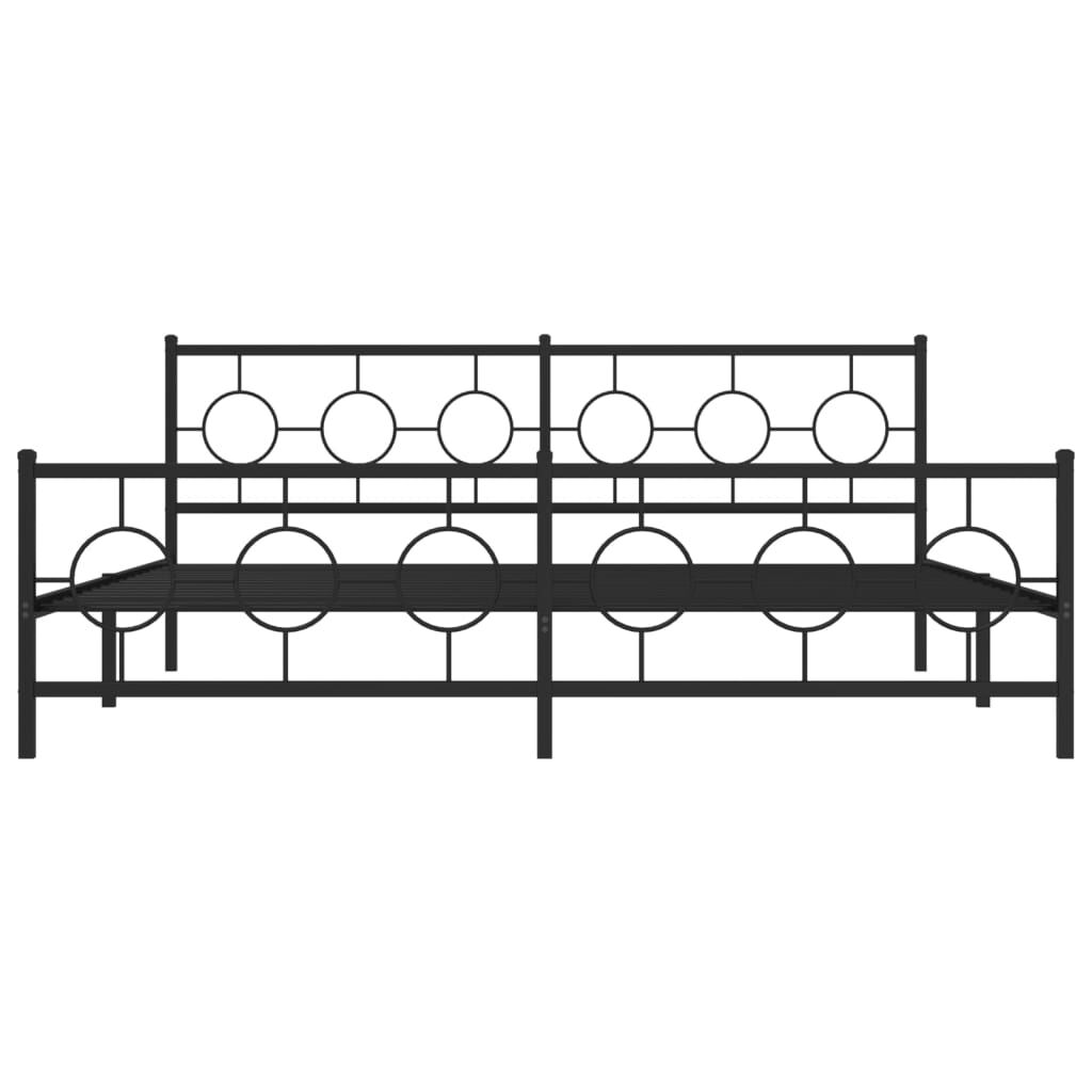 vidaXL Metal Bed Frame without Mattress with Footboard Black 193x203cm