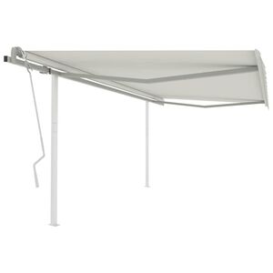 vidaXL Manual Retractable Awning with Posts 4x3 m Cream