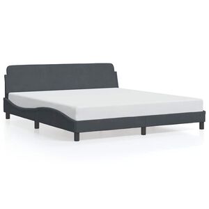 vidaXL Bed Frame "Dover" Dark Grey 183x213 cm Velvet