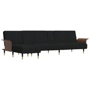 vidaXL L-shaped Sofa Black 279x140x70 cm Velvet
