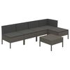 vidaXL 6 Piece Garden Lounge Set with Cushions Poly Rattan Grey