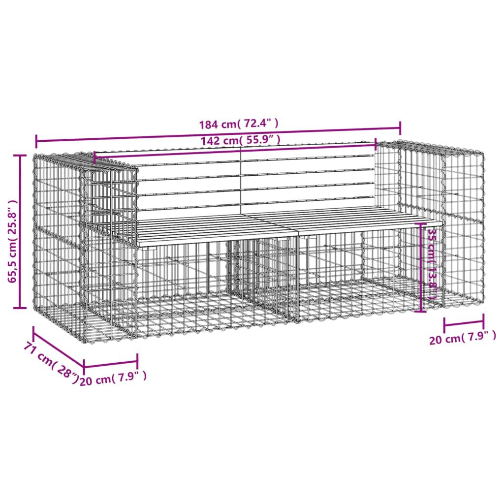 vidaXL Garden Bench Gabion Design 184x71x65.5 cm Solid Wood Douglas