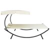 vidaXL Outdoor Lounge Bed with Canopy and Pillows Cream White