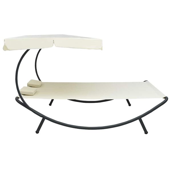 vidaXL Outdoor Lounge Bed with Canopy and Pillows Cream White