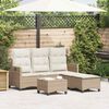 vidaXL 3 Piece Garden Sofa Set with Cushions L-shaped Beige Poly Rattan
