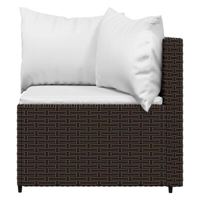 vidaXL Garden Corner Sofas with Cushions 2 pcs Brown Poly Rattan