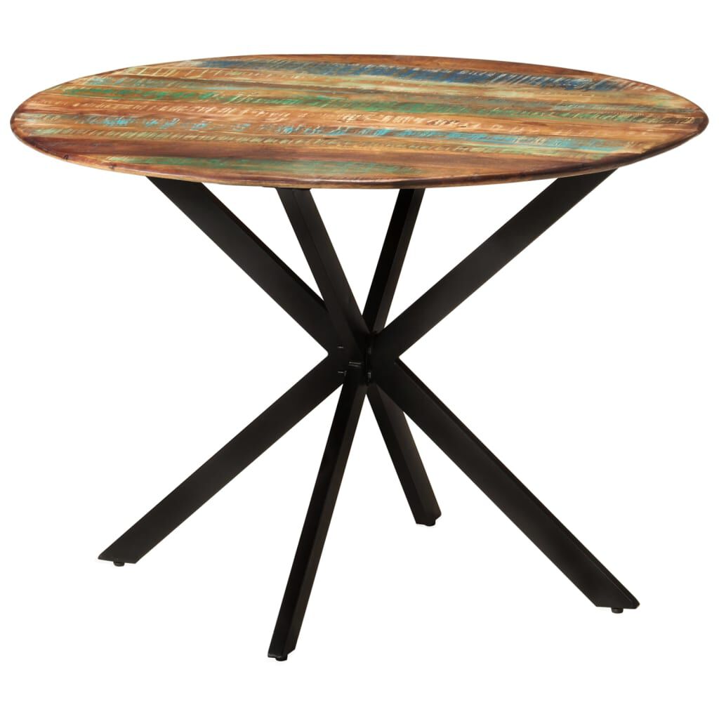 vidaXL Dining Table Ø110x78 cm Solid Wood Reclaimed and Steel