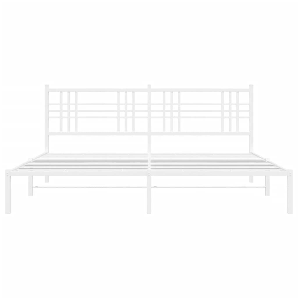 vidaXL Metal Bed Frame without Mattress with Headboard White 193x203cm
