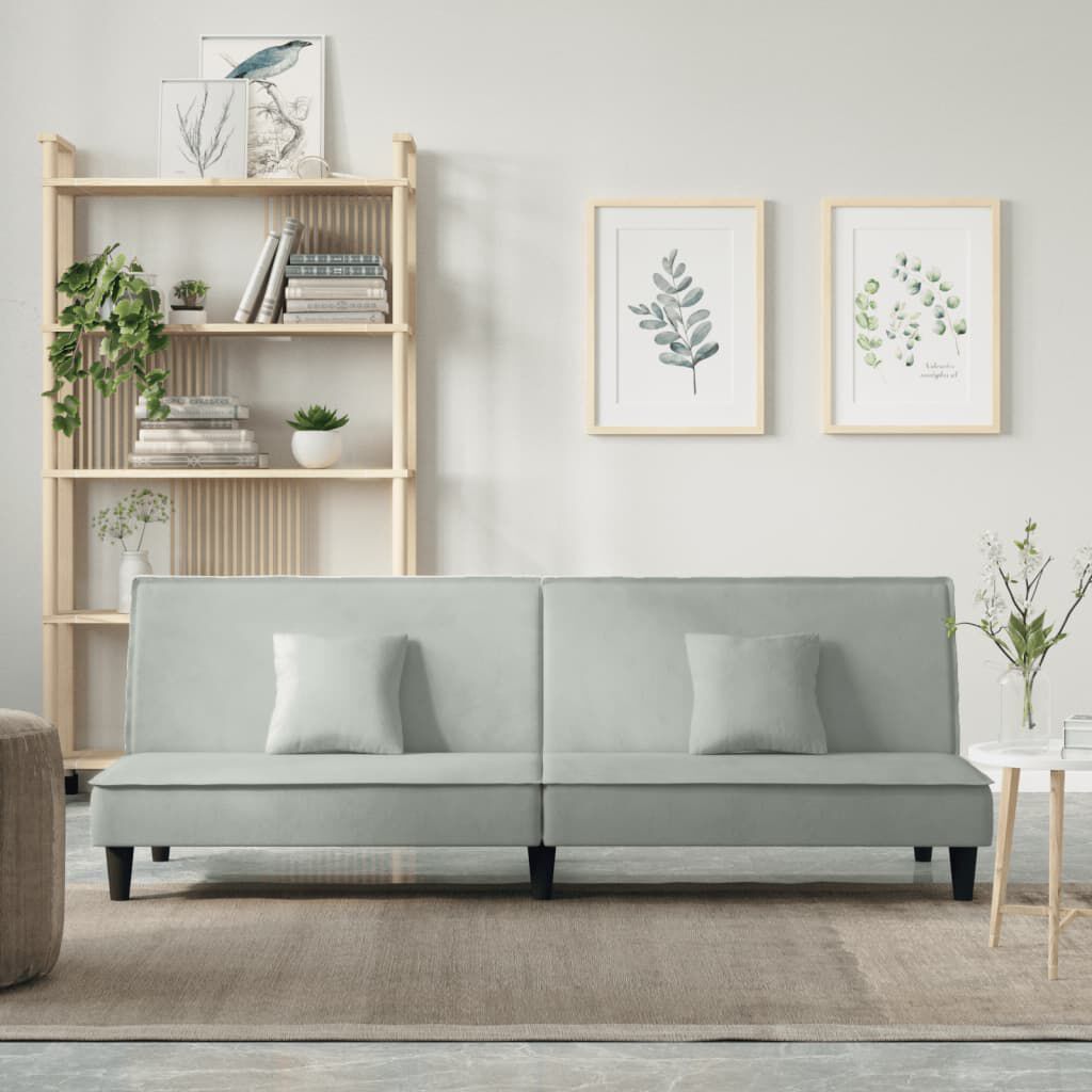 vidaXL Sofa Bed Light Grey Velvet