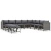 vidaXL 11 Piece Garden Lounge Set with Cushions Poly Rattan Grey
