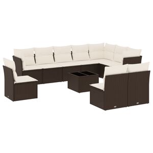 vidaXL 11 Piece Garden Sofa Set with Cushions Brown Poly Rattan