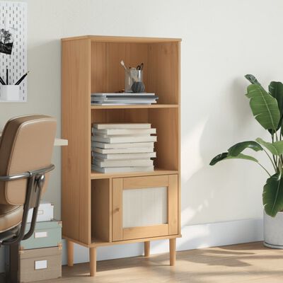 vidaXL Bookcase SENJA Rattan Look Brown 60x35x130 cm Solid Wood Pine