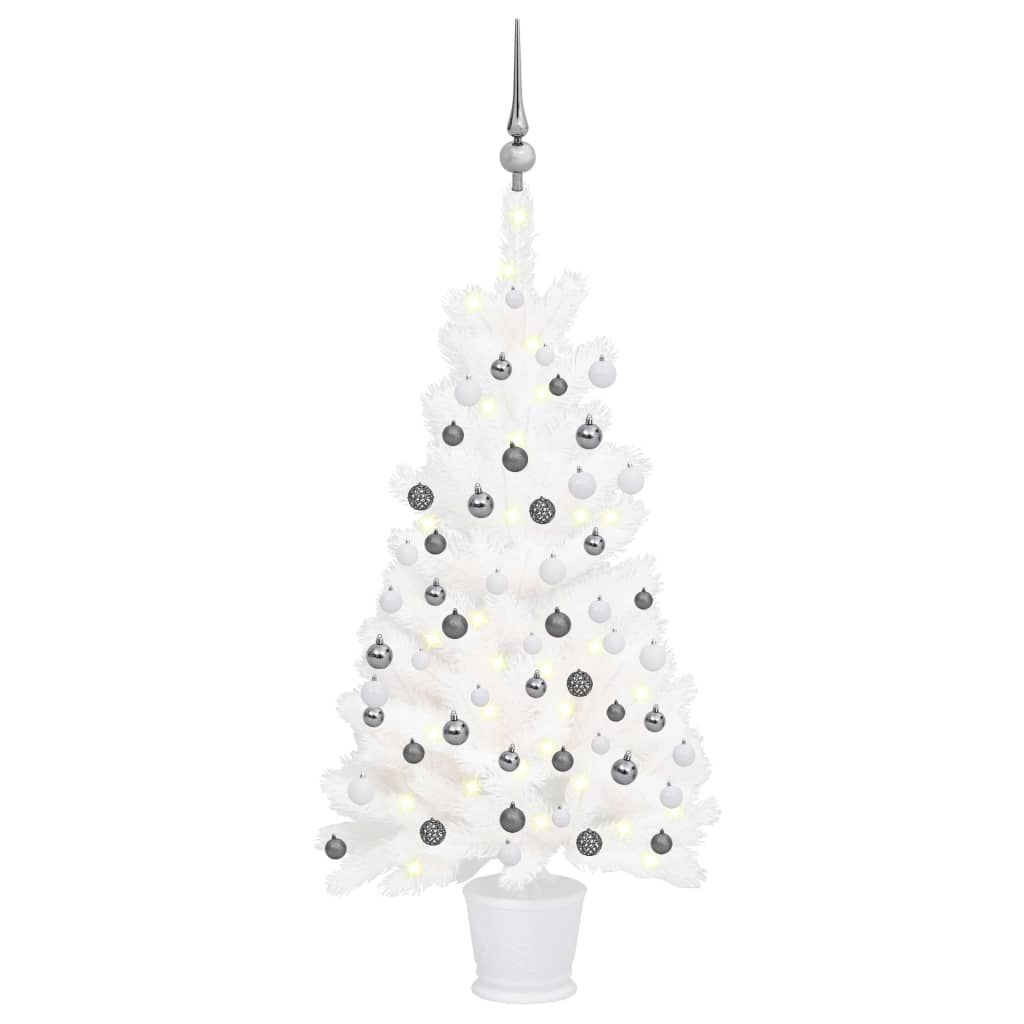 vidaXL Artificial Pre-lit Christmas Tree with Ball Set White 90 cm