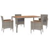 vidaXL 5 Piece Garden Dining Set with Cushions Grey Poly Rattan