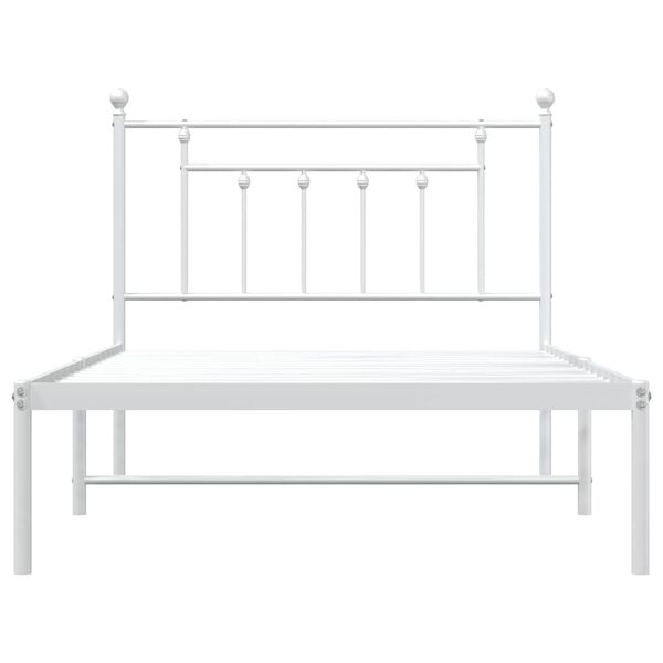 vidaXL Metal Bed Frame without Mattress with Headboard White 100x200cm