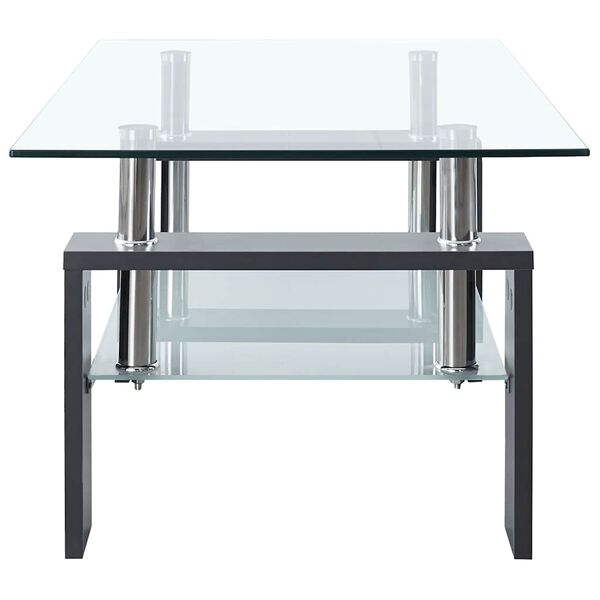 vidaXL Coffee Table Grey and Transparent 95x55x40 cm Tempered Glass
