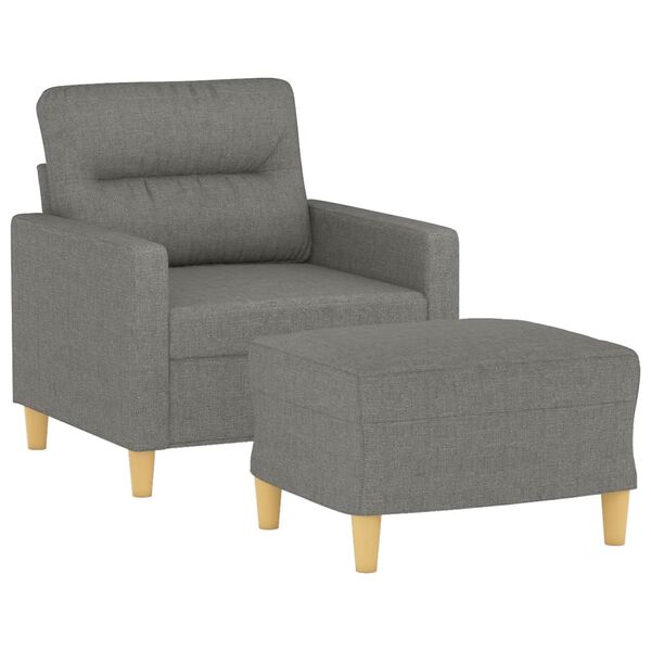 vidaXL Sofa Chair with Footstool Dark Grey 60 cm Fabric