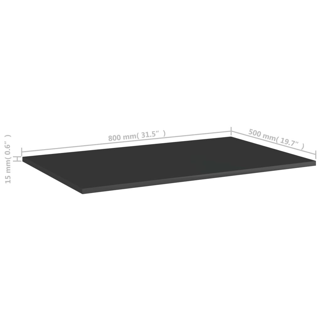 vidaXL Bookshelf Boards 8 pcs High Gloss Black 80x50x1.5 cm Engineered Wood