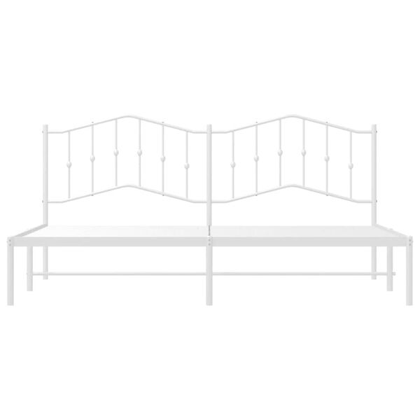 vidaXL Metal Bed Frame without Mattress with Headboard White 193x203cm