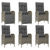 vidaXL 7 Piece Garden Dining Set with Cushions Grey Poly Rattan