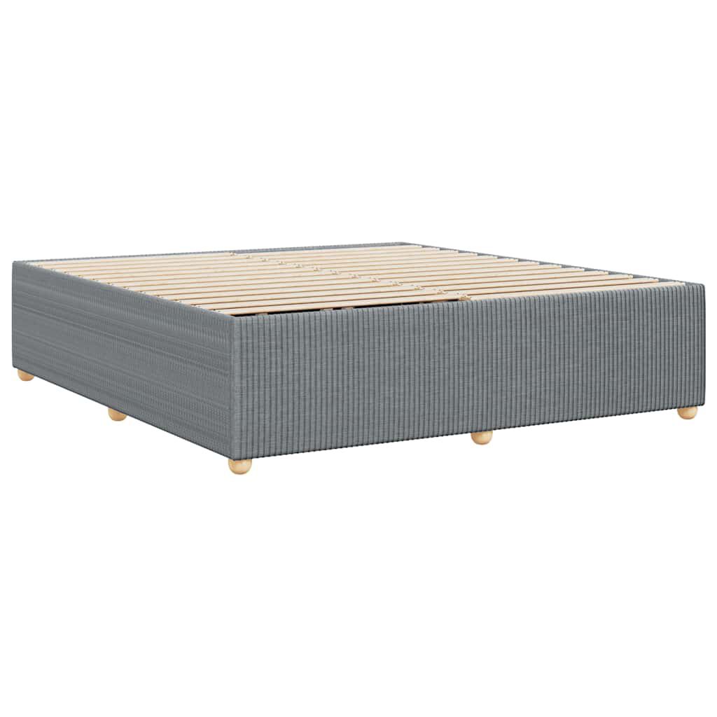vidaXL Bed Frame without Mattress Light Grey King Fabric