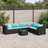 vidaXL 7 Piece Garden Lounge Set with Cushions Black Poly Rattan