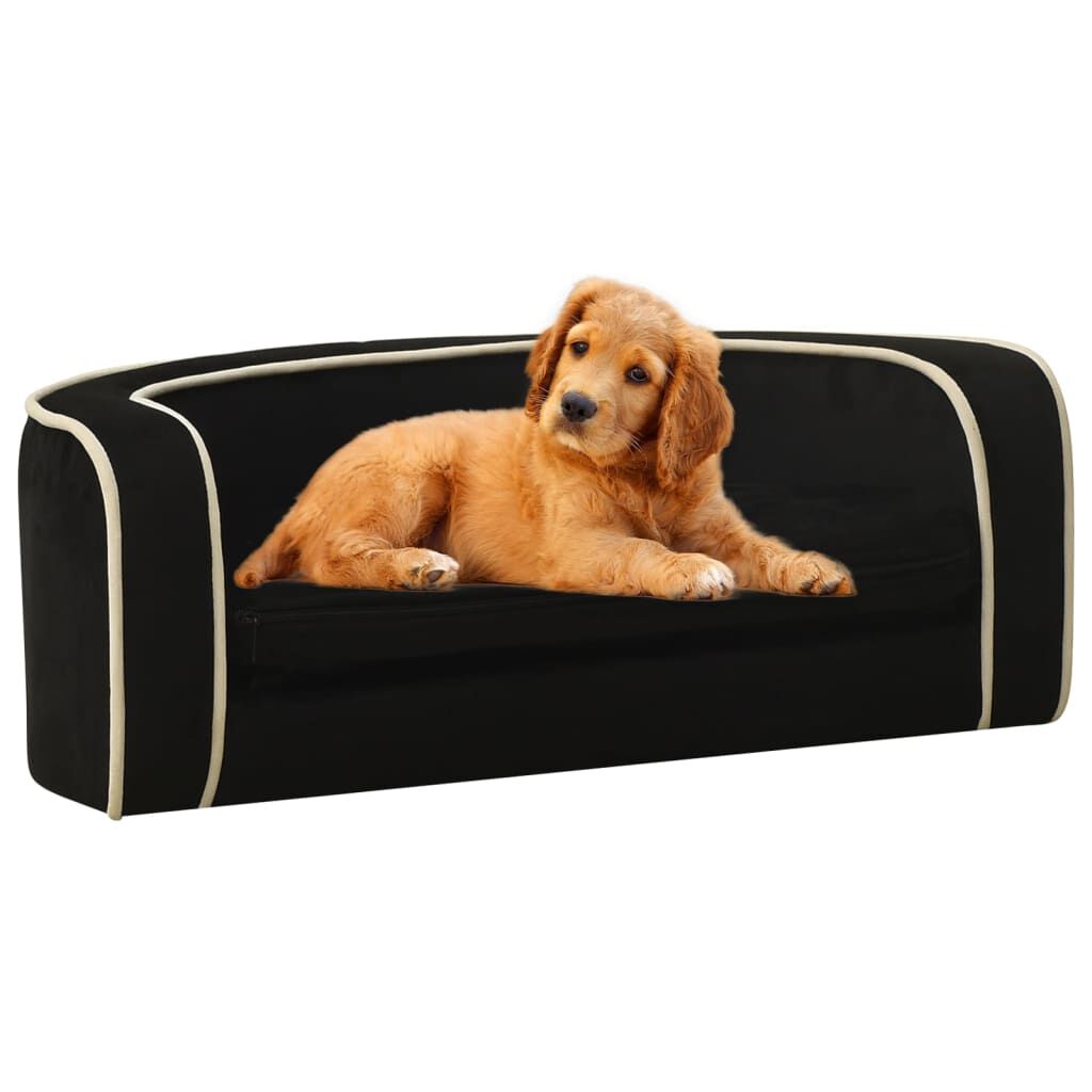 vidaXL Foldable Dog Sofa Black 73x67x26 cm Plush Washable Cushion