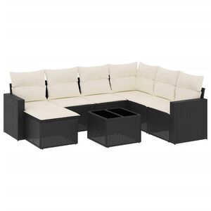 vidaXL 8 Piece Garden Sofa Set with Cushions Black Poly Rattan